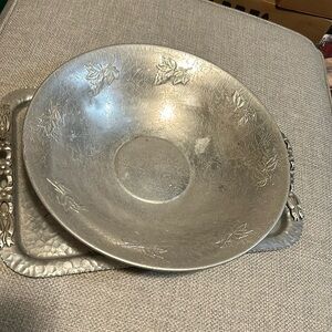 Metal bowl and tray